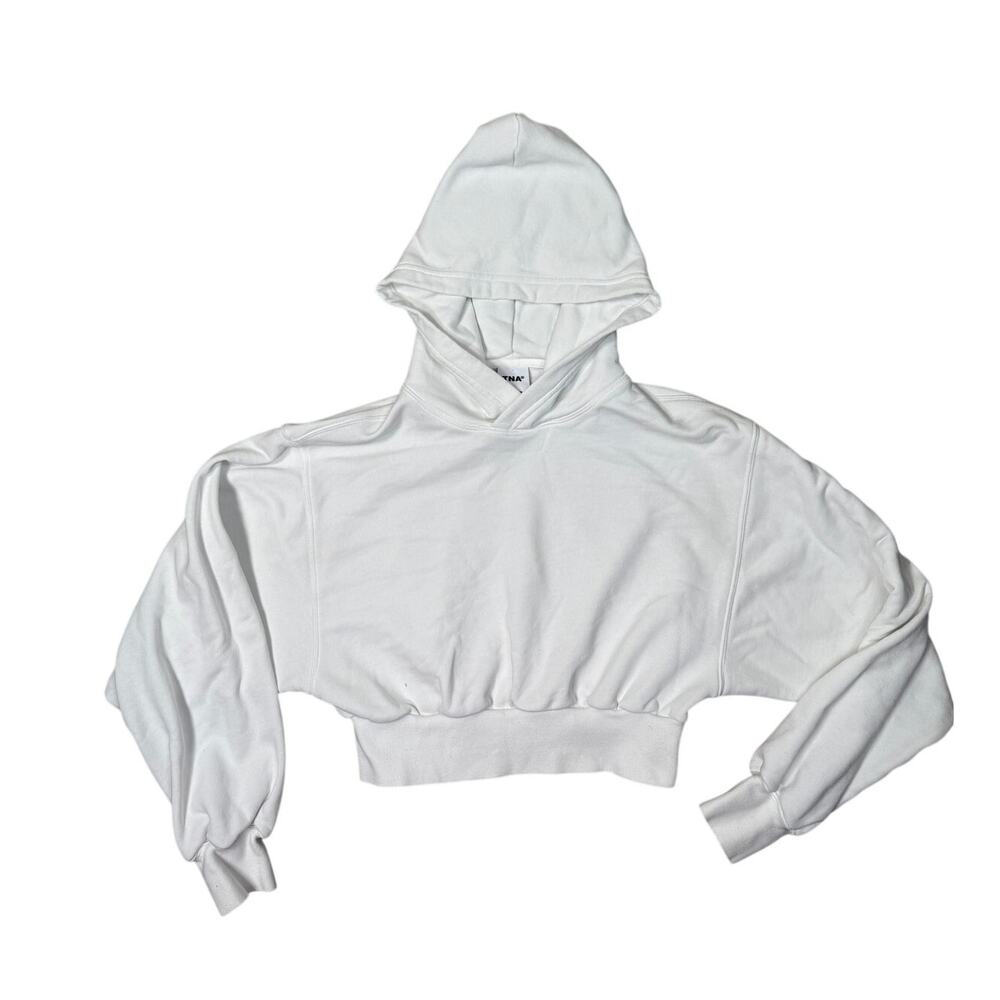 Aritzia Shrunken TNA Hoodie Cropped Sweatshirt Pullover Athletic White Small